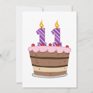Cartão 11 anos de idade no Bolo de Aniversário