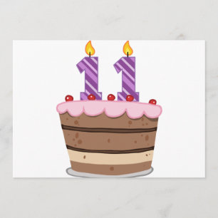 Cartão 11 anos de idade no Bolo de Aniversário