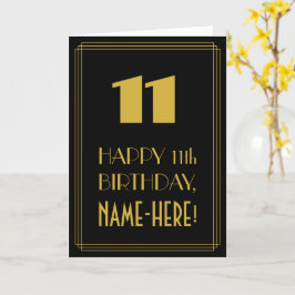 Cartão 11 Birthday - Arte Deco Inspirou "11" & Nome