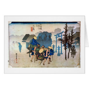 Cartão 12. 三島宿, 広重 Mishima-juku, Hiroshige, Uki