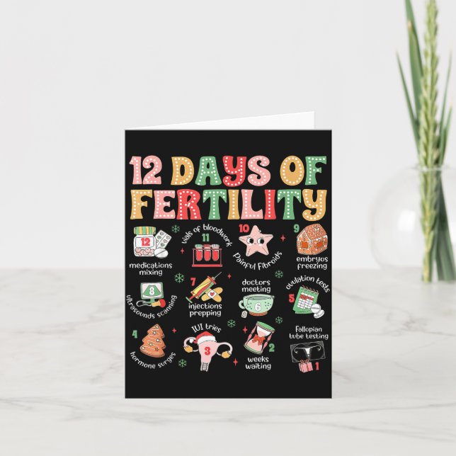 Cartão 12 Days Of Fertility Ivf Nurse Christmas Ob Gyn Tr (Frente)