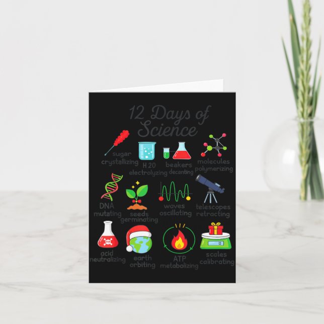 Cartão 12 Days Of Science Funny Science Teacher Christmas (Frente)