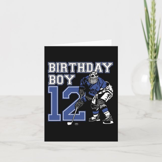 Cartão 12 de Festa de aniversário de Hóquei no Gelo com 1 (Frente)