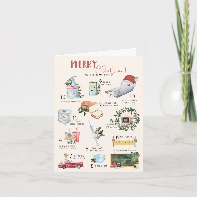 Cartão 12 dias de Covid | Feriado de Natal "Quarantine" (Frente)