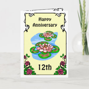 Cartão 12th anniversary card -water lilies