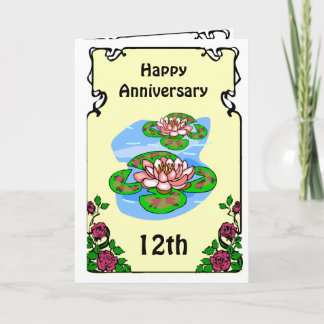 Cartão 12th anniversary card -water lilies
