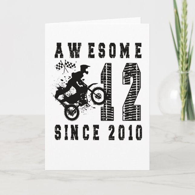 Cartão 12th Birthday Gift Dirt Bike Boy Born in 2010 (Frente)