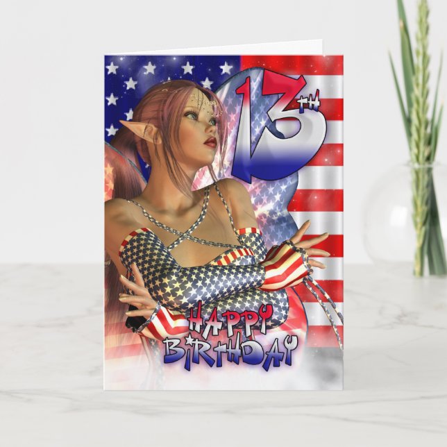 Cartão 13 Aniversário de Aniversário, Feliz 13 de Anivers (Frente)