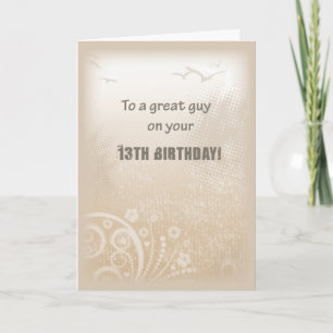 Cartão 13 Birthday Boy Beige Birds