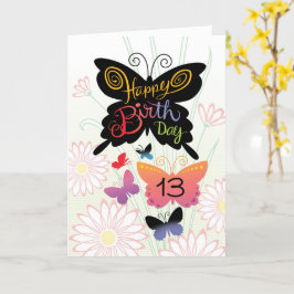 Cartão 13 Birthday Butterlies Letting Mão