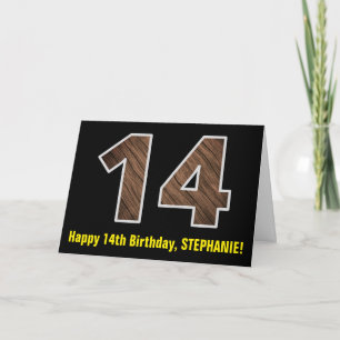Cartão 14º Aniversário: Nome + Padrão de "14" com Imitaçã