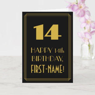 Cartão 14º Aniversário – Visual Inspirado no Art Déco "14