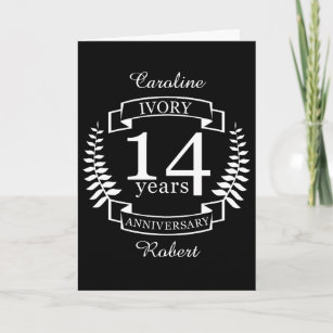 Cartão 14 anos de aniversário do casamento de Ivory