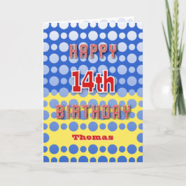 Cartão 14 Birthday adicione name padrão círculos