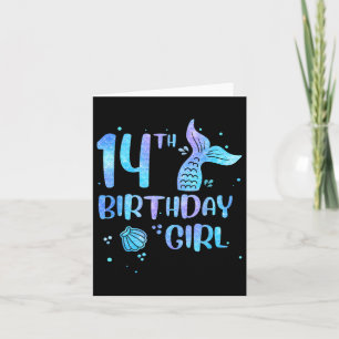 Cartão 14 Birthday Girl Mermaid 14 Todlers De Volta Para