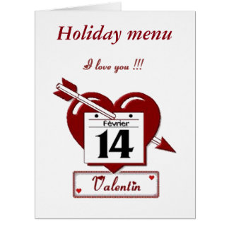 Cartão 14 de fevereiro: Menu para os namorados -