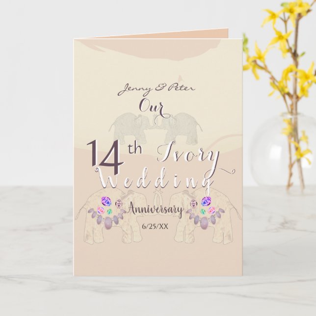 Cartão 14th Anniversary Blank Folded Greeting Card (Flor Amarela)