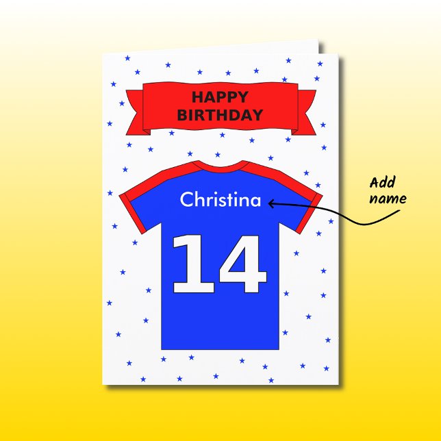 Cartão 14th birthday personalized sports shirt birthday (Criador carregado)