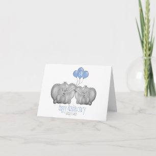 Cartão 14th ivory wedding anniversary elephant
