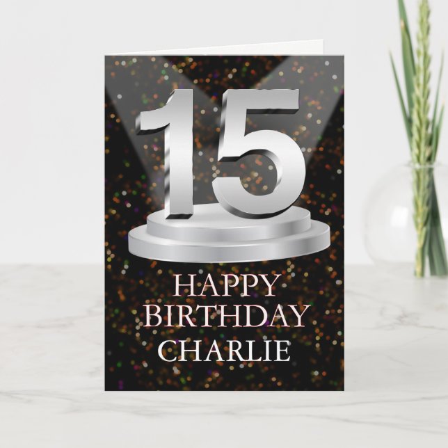 Cartão 15 Birthday Spotlight Adicionar Uma Placa De Nome (Frente)
