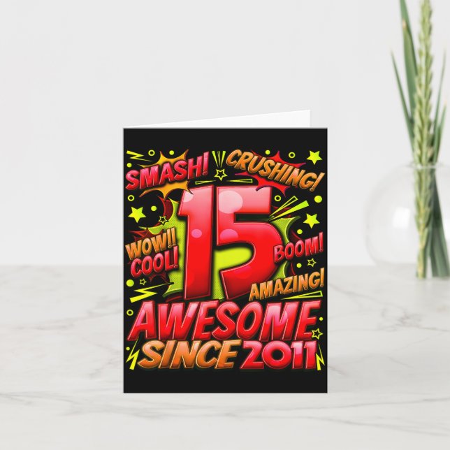 Cartão 15 Year Old For Boys 15th Birthday Boy 15 Year Old (Frente)