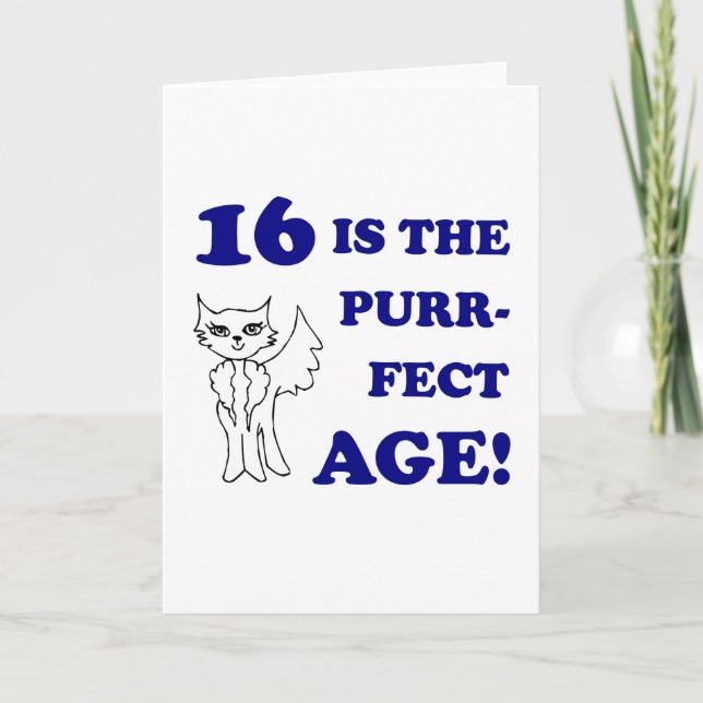 Cartão 16.º aniversário bonito presente (Frente)