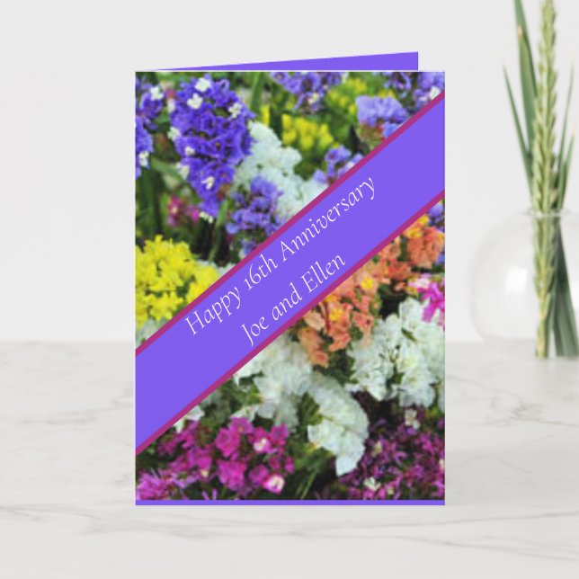 Cartão 16.º aniversário - Coloração Statice (Frente)