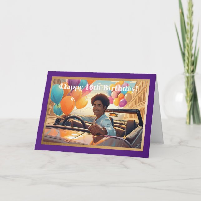 Cartão 16.º aniversário do adolescente, placa dobrada de  (Frente)