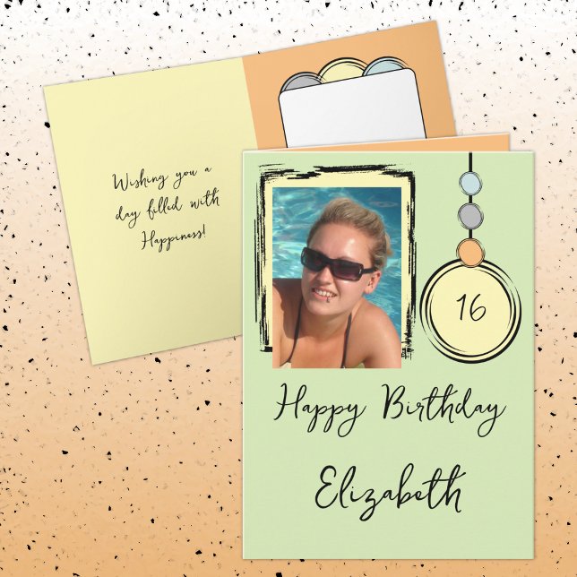 Cartão 16.º Apelido Foto em qualquer idade de aniversário (Criador carregado)