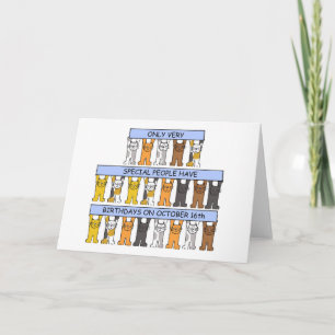 Cartão 16 de outubro Cats de Aniversário