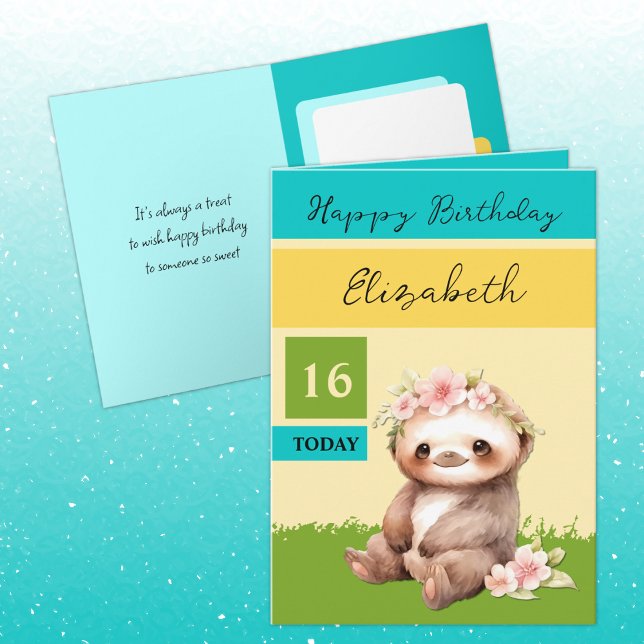 Cartão 16 hoje, preguiça adiciona nome Turquoise yellow a (Criador carregado)