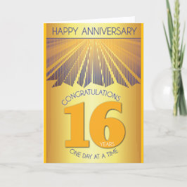 Cartão 16 Year Sober Anniversary | Golden Ray 12 Step