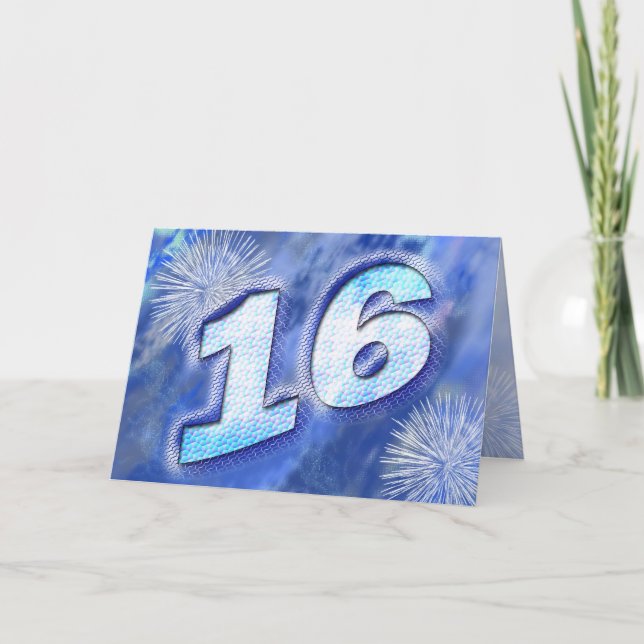 Cartão 16th birthday card with fireworks (Frente)
