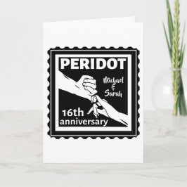 Cartão 16th wedding anniversary black and white hands