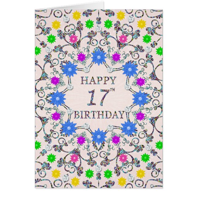 Cartão 17º Aniversário - Abstrato (Frente)