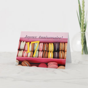 Cartão 17º aniversário francês Macaron-Joyeux Anniversair