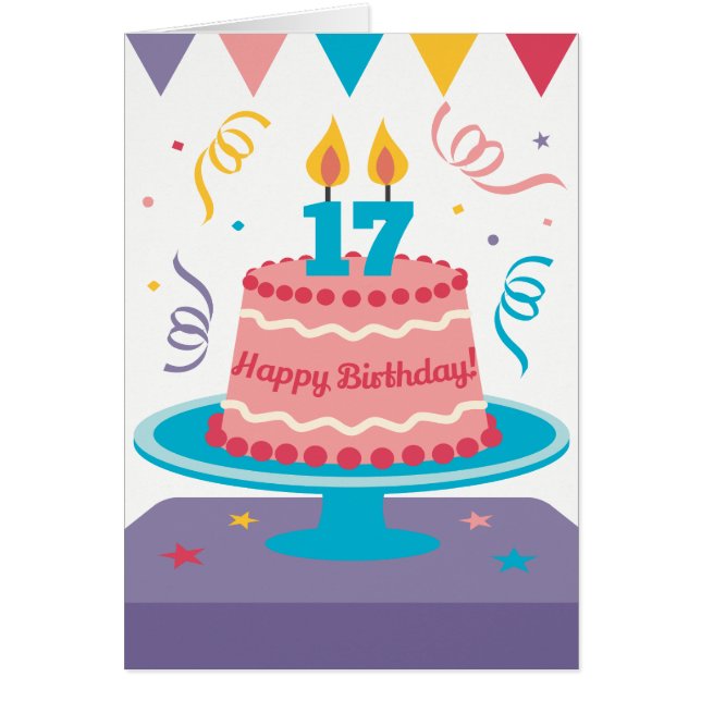 Cartão 17º Bolo de Aniversário (Frente)