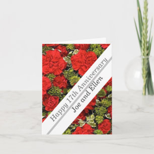 Cartão 17.º Aniversário de Casamento, Cravos Vermelhos