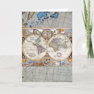 Cartão 17th Century Dual Hemisphere World Map