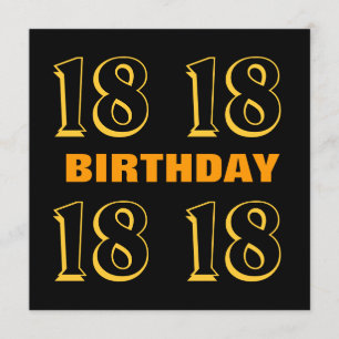 Cartão 18º Aniversário do Teen Moderno Dourado e Negro W1