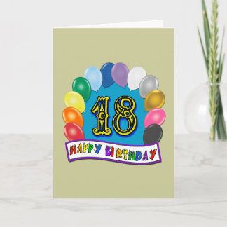 Cartão 18º aniversário Ofertas com Design de Balões Assor