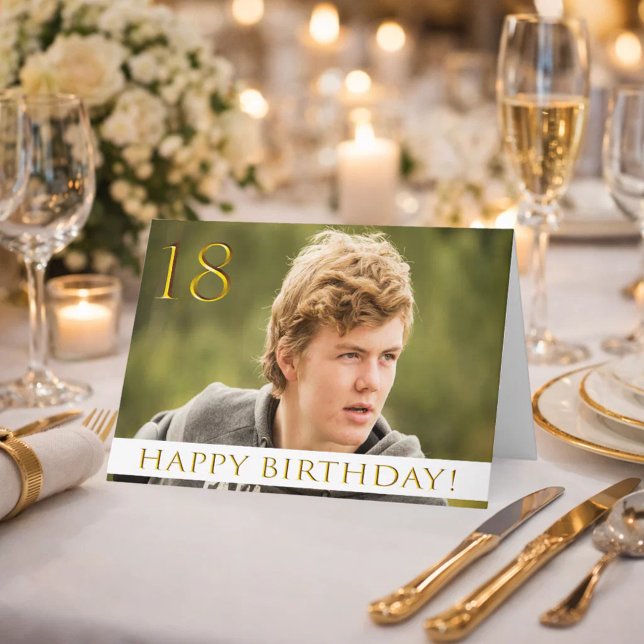 Cartão 18º aniversário para um rapaz com a sua foto-retra (Criador carregado)