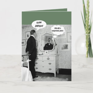 CARTÃO 1890'S MIRROR REFLECTION MAN TALKING TO HIMSELF