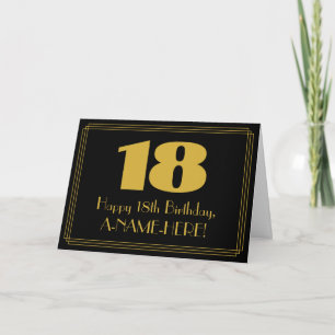 Cartão 18.º aniversário: Art Deco Inspirou "18" & Nome
