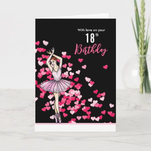 Cartão 18.º aniversário deseja vestimenta rosa de Balleri