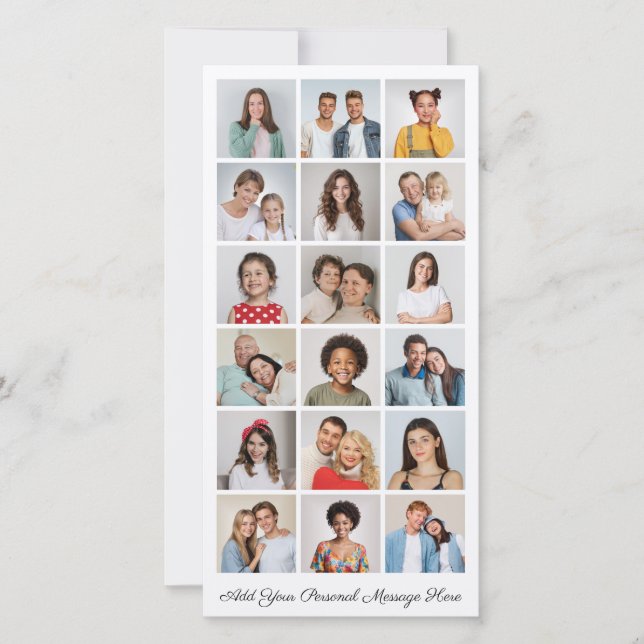 Cartão 18 Colagem de Fotos Adicionar Sua Própria Saudação (Frente)