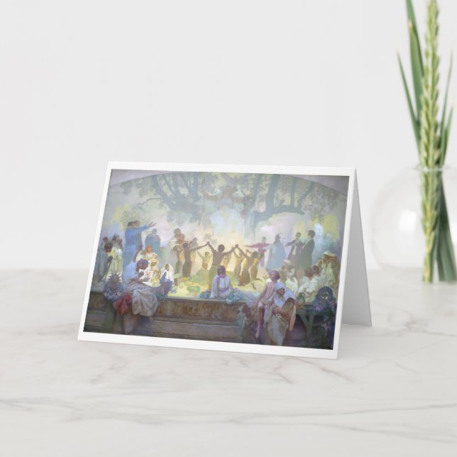 Cartão #18 Juramento de Omladina sob a árvore eslava Lind (Frente)