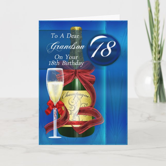 Cartão 18o Neto do aniversário moderno (Frente)