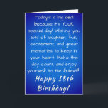 Cartão 18th Birthday<br><div class="desc">Happy 18th Birthday Greeting Card. 18th Birthday Celebration.</div>