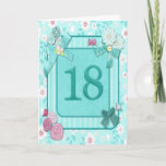 Cartão 18th birthday card with flowers<br><div class="desc">Say Happy Birthday with a delightful scrap-booking crafts effect card. With lots of flowers,  butterflies,  and bows,  this card is sure to delight. Copyright Norma Cornes. Please note this is a printed card.</div>